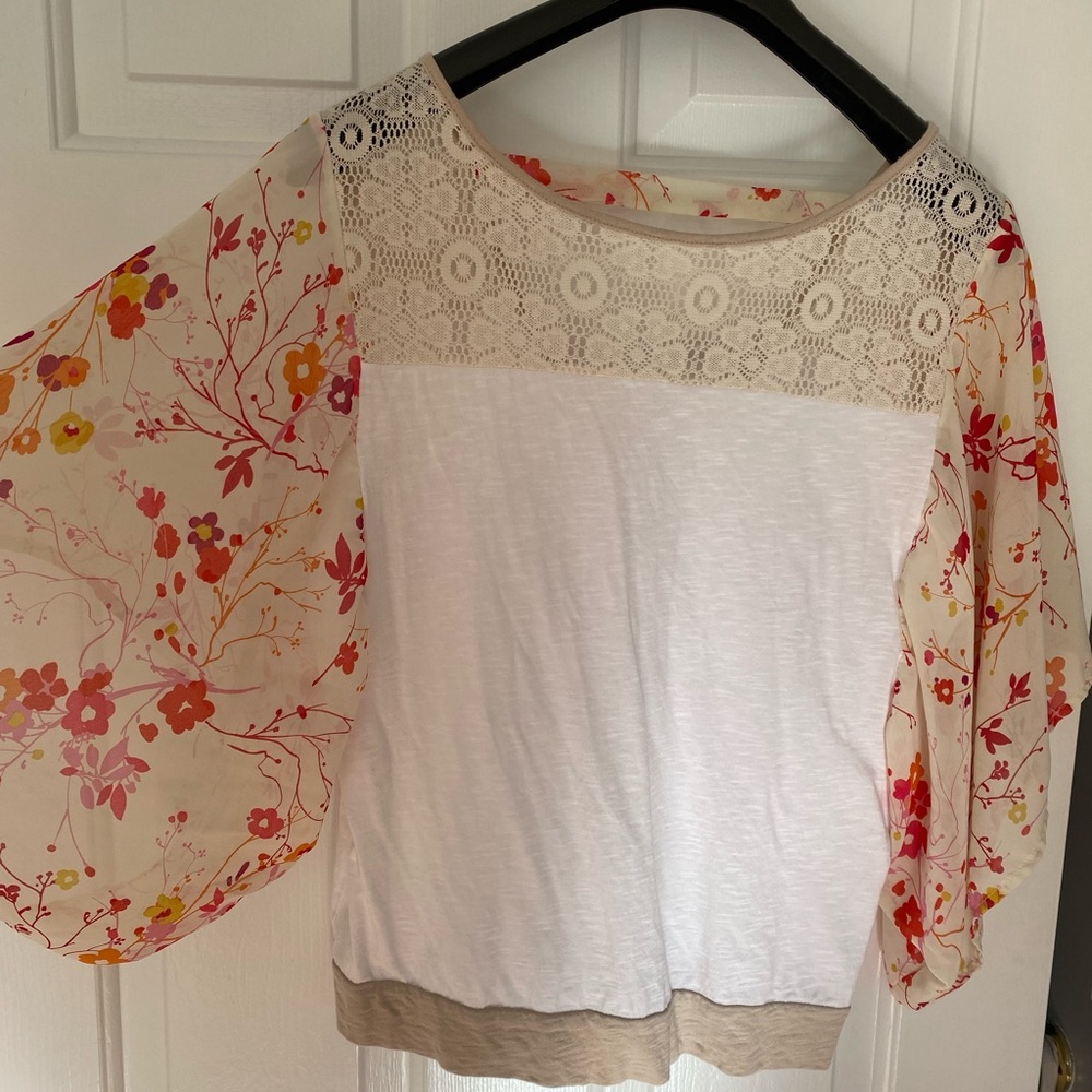 Prana Floral Lace Blouse - White and Cream